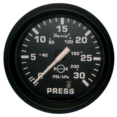 Faria Beede Instruments Euro Black 2" Water Pressure Gauge - 30 PSI 12810